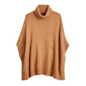 J. Crew Tan Relaxed Turtleneck Poncho Sweater XS/S BA411